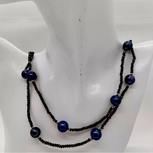Authentic Blue Pearl Long / Double Necklace with Certificate of Authenticity.